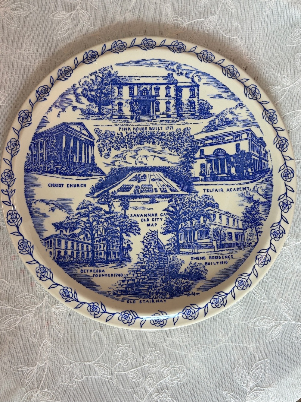 "Vintage Vernon Kilns Savannah GA Historical Charm Collector Plate 1940s 2nd ed